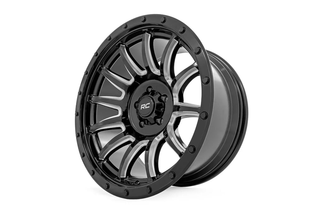 Rough Country Rough Country 90 Series Wheel | One-Piece | Gloss Black w/machined spokes | 18x9 | 6x5.5 | -12mm 90181212M - Installation Vie...