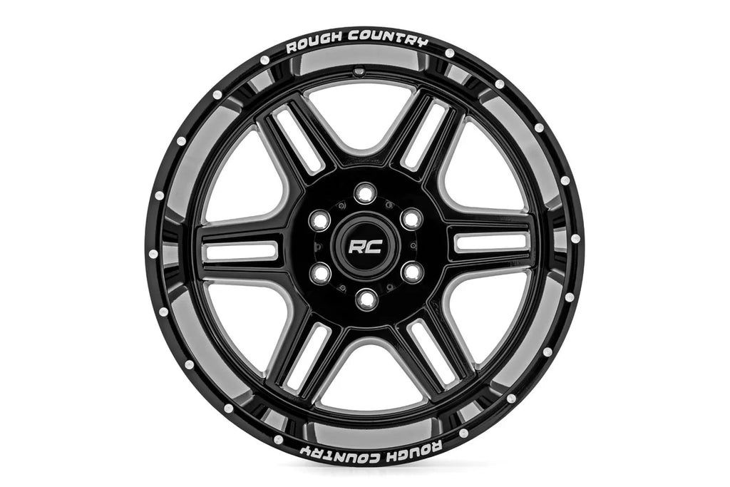 Rough Country Rough Country 92 Series Wheel | Machined One-Piece | Gloss Black | 22x12 | 6x5.5 | -44mm 92221212 - Back View
