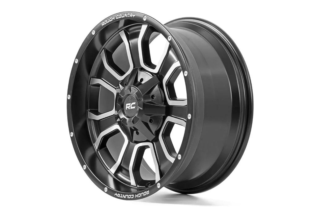 Rough Country Rough Country 93 Series Wheel | One-Piece | Machined Black | 20x9 | 6x5.5/6x135 | 0mm 93209012 - Back View