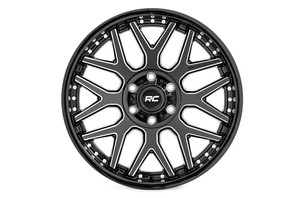 Rough Country Rough Country 95 Series Wheel | Machined One-Piece | Gloss Black | 20x10 | 6x5.5 | -25mm 95201012M - Side View