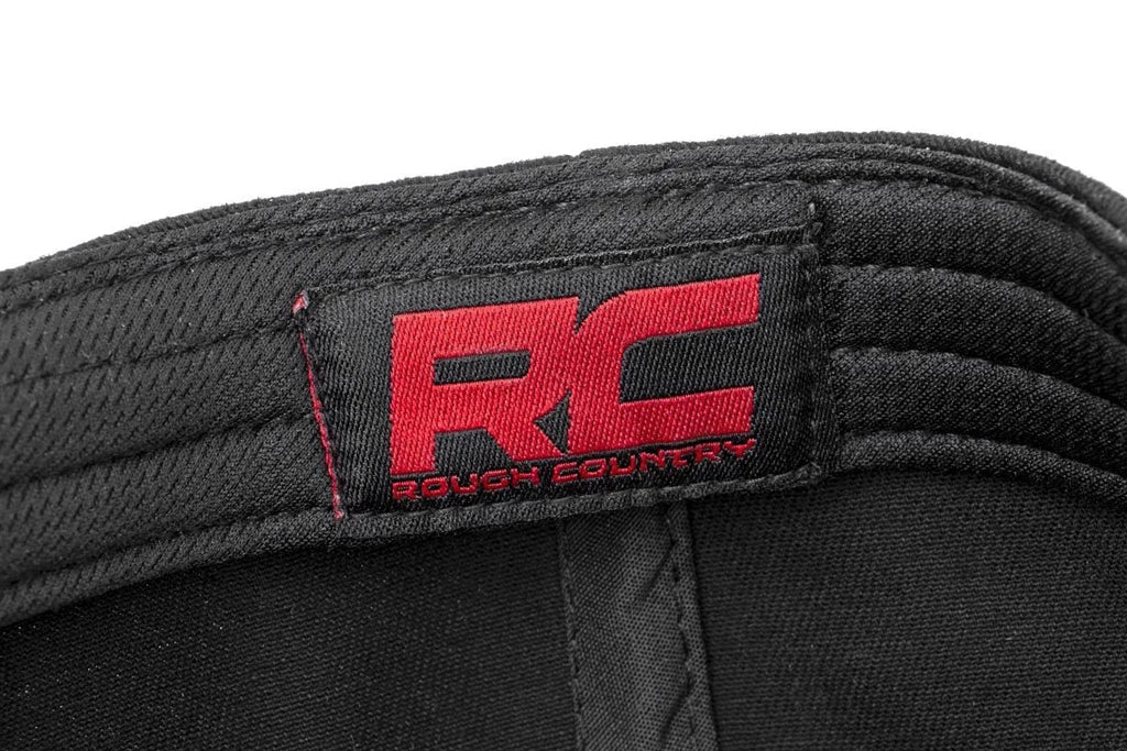 Rough Country Rough Country Hat | Flat Bill | Red Logo | Black 84123 - Detail View