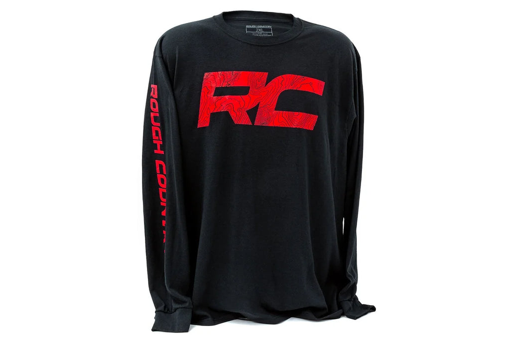 Rough Country Rough Country Long Sleeve | RC Tread Sleeve | Black|2 XL 840992XL - Top View