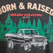 Load image into Gallery viewer, Rough Country Rough Country T-Shirt | Born &amp; Raised | Black | LG 84081LG - Side View