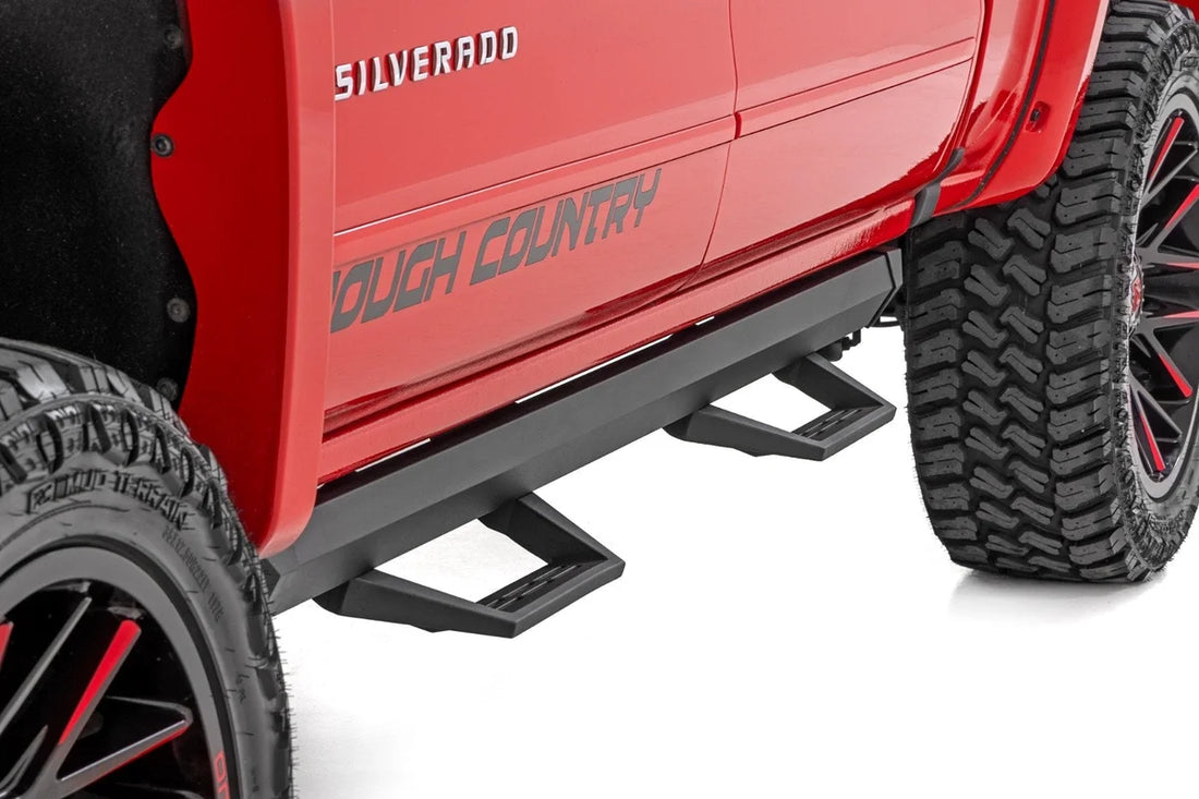 Rough Country SRL2 Adj Aluminum Step | Crew Cab | Chevy/GMC 1500/2500HD/3500HD (07-18 & Classic) - Back View