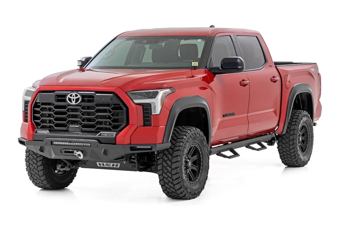 Rough Country SRL2 Adj Aluminum Steps | CrewMax | Toyota Tundra 2WD/4WD (2022-2026) - Side View