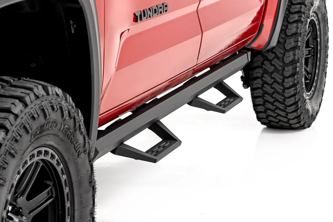 Rough Country SRL2 Adj Aluminum Steps | CrewMax | Toyota Tundra 2WD/4WD (2022-2026) - Installation View
