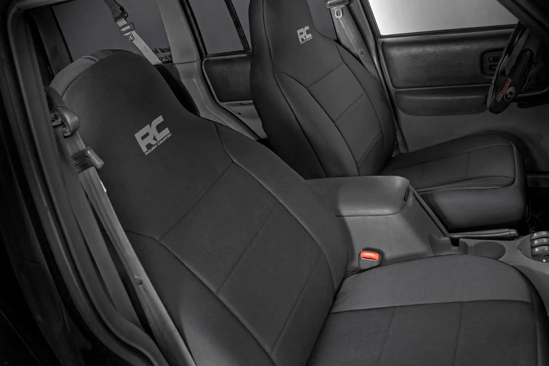 Rough Country Seat Covers | Detachable Headrest FR & RR | Jeep Cherokee XJ 2WD/4WD (97-01) 91023 - Side View