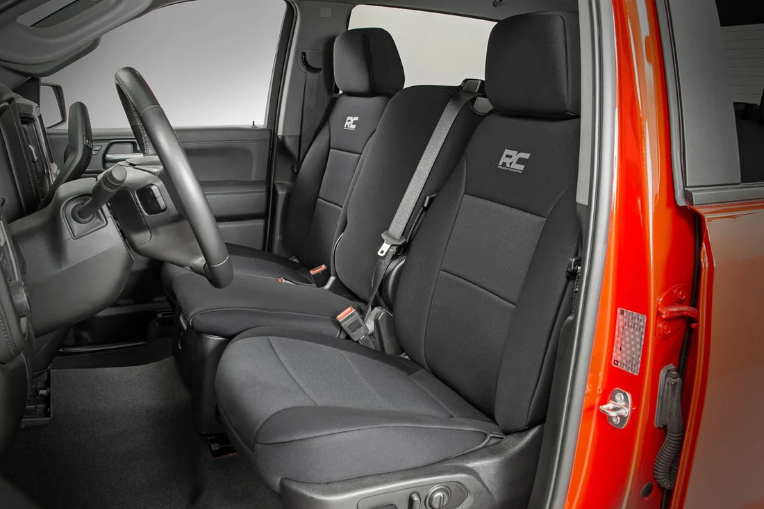 Rough Country Seat Covers | FR 40/40/20 & RR Back Storage | Chevy/GMC 1500 (19-24) 91037 - Side View