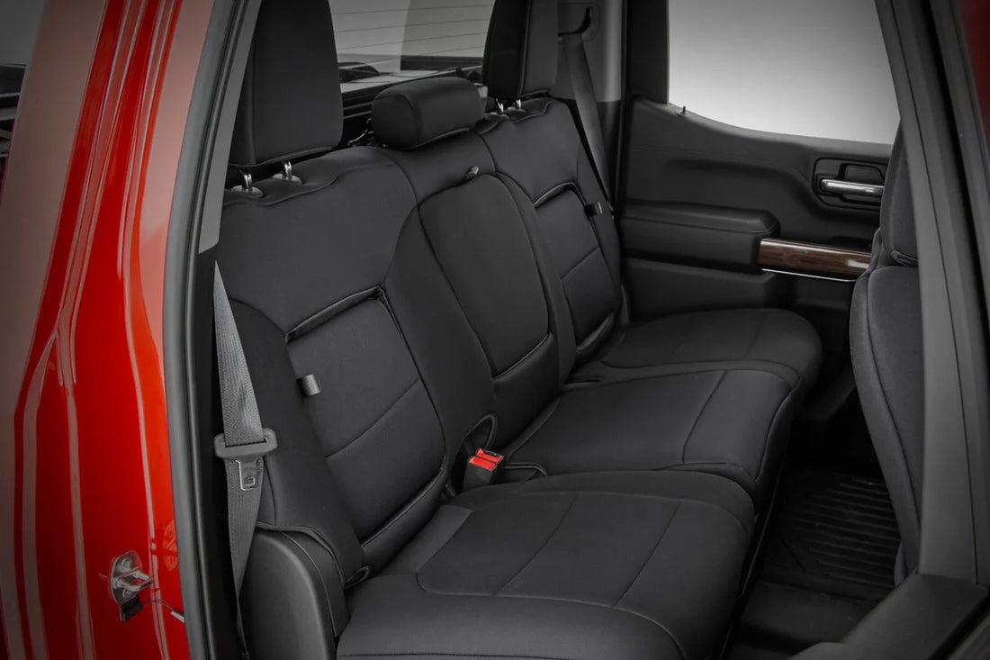 Rough Country Seat Covers | FR 40/40/20 & RR Back Storage | Chevy/GMC 1500 (19-24) 91037 - Back View
