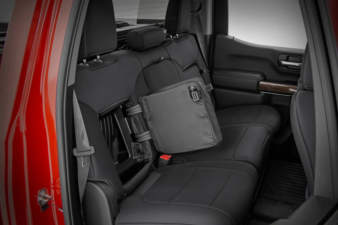 Rough Country Seat Covers | FR 40/40/20 & RR Back Storage | Chevy/GMC 1500 (19-24) 91037 - Installation View