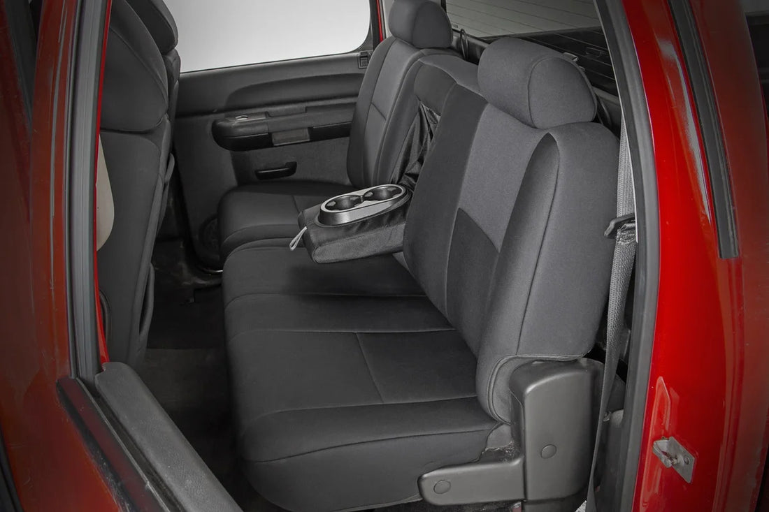 Rough Country Seat Covers | FR 40/40/20 & RR Full Bench | Chevy/GMC 1500/2500HD (07-13) 91033 - Installation View