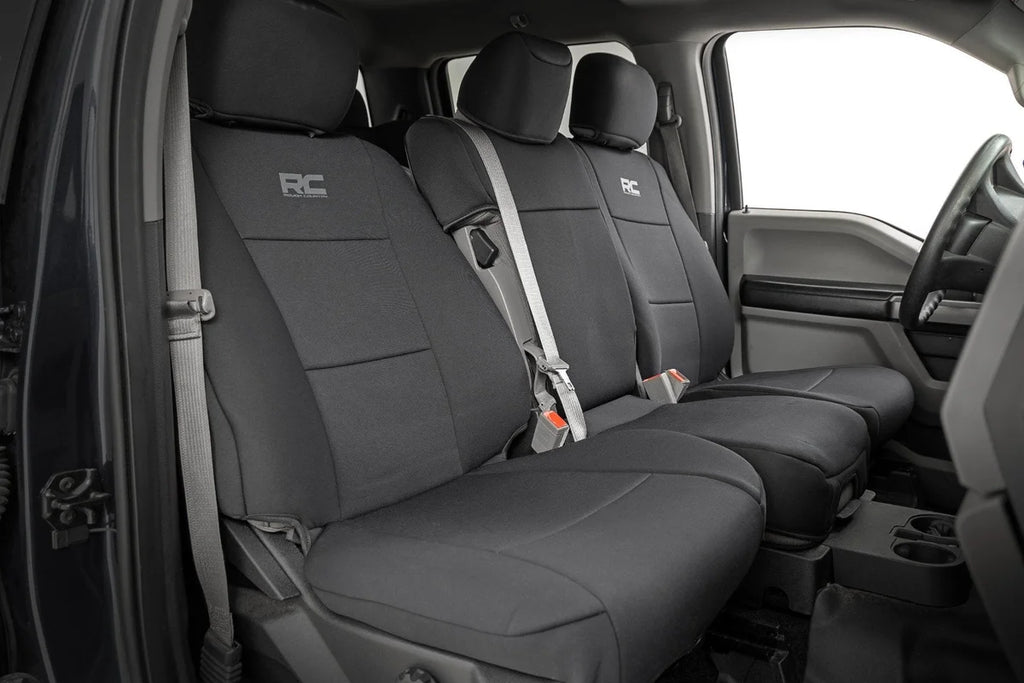 Rough Country Seat Covers | FR Bench and RR Bench | Ford F-150/Lightning/F-250/F-350  (15-26) - Main Product View