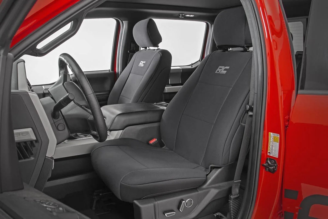 Rough Country Seat Covers | FR Bucket and RR Bench | Ford F-150/Lightning/F-250/F-350 (15-23) 91018 - Side View