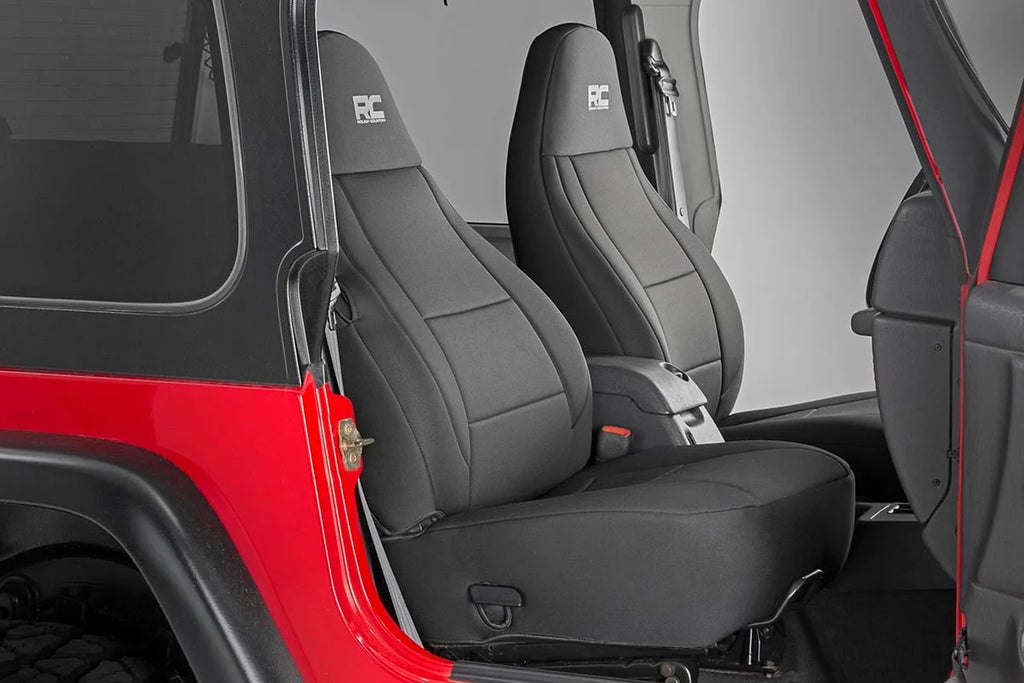 Rough Country Seat Covers | Front and Rear | Jeep Wrangler TJ 4WD (1997-2002) 91000 - Installation View
