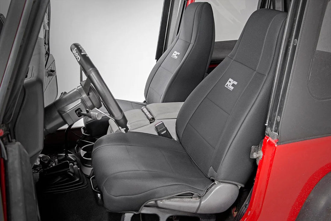 Rough Country Seat Covers | Front and Rear | Jeep Wrangler YJ 4WD (1991-1995) 91009 - Installation View