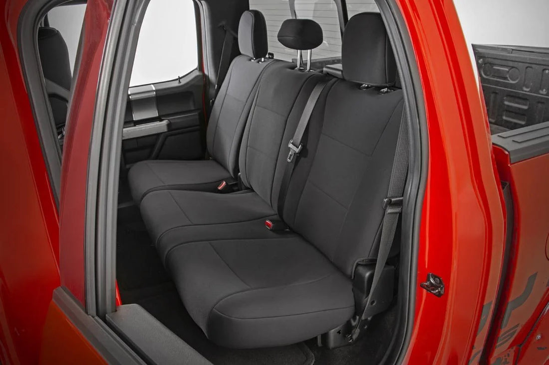 Rough Country Seat Covers | Rear Bench Seat | Ford F-150/Lightning/F-250/F-350  (2015-2023) 91017 - Side View
