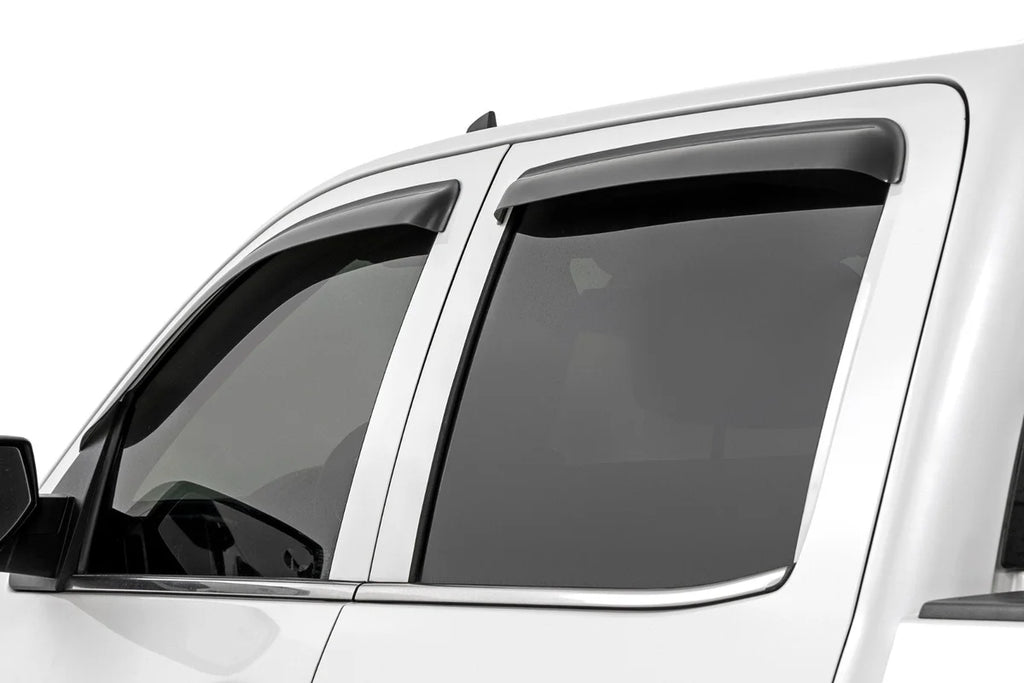 Rough Country Side Window Deflectors | Tape On Rain Guard | Chevy/GMC 1500/2500HD/3500HD 2WD/4WD 911418 - Back View