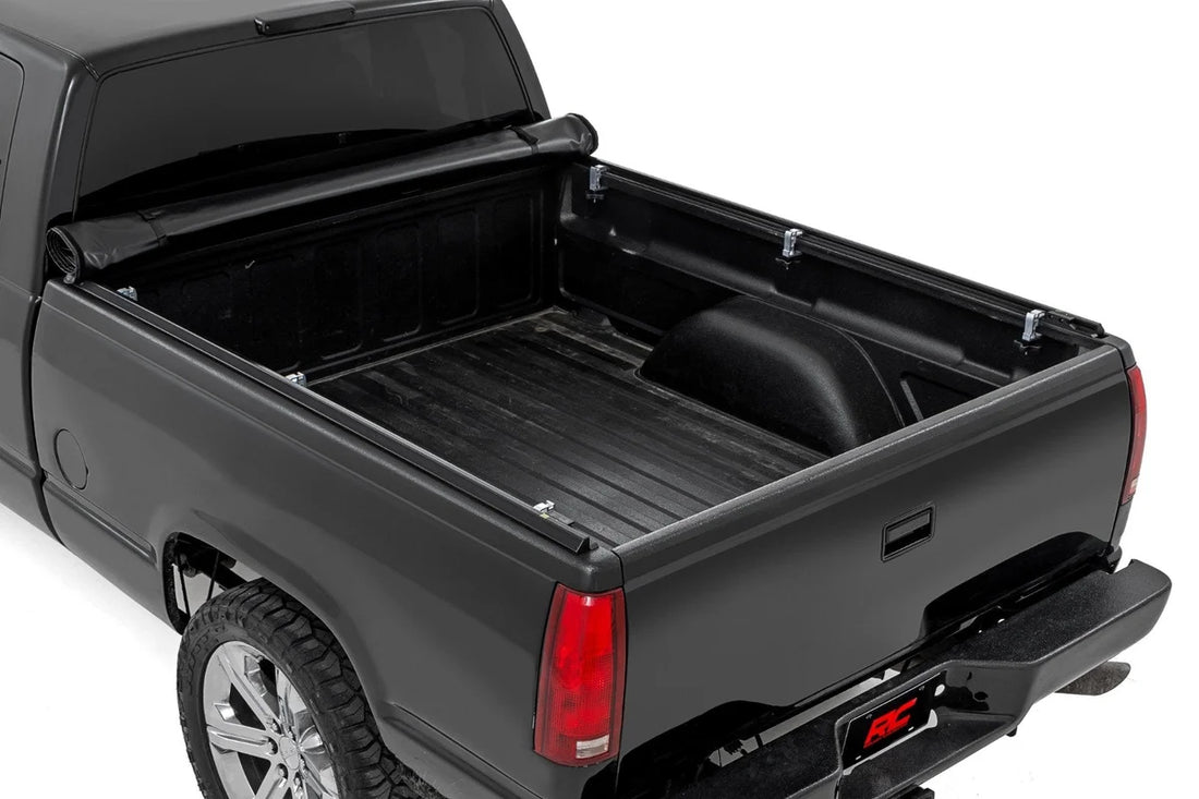 Rough Country Soft Roll Up Bed Cover | 6'7" Bed | Chevy/GMC 1500 (00-06 & Classic) - Side View
