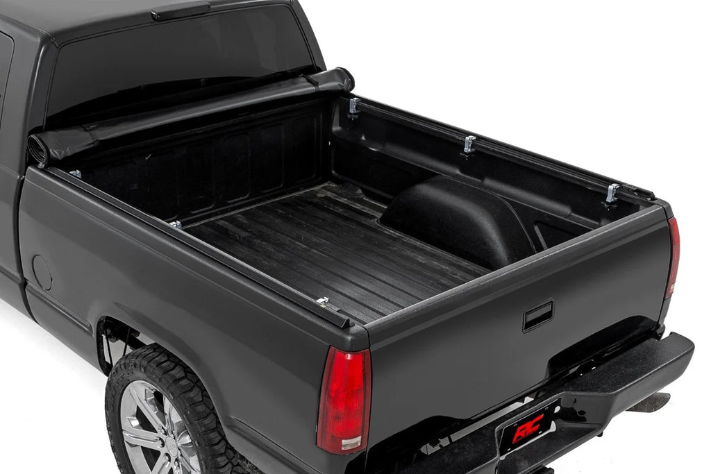 Rough Country Soft Roll Up Bed Cover | 6'7" Bed | Chevy/GMC 1500 (00-06 & Classic) - Side View