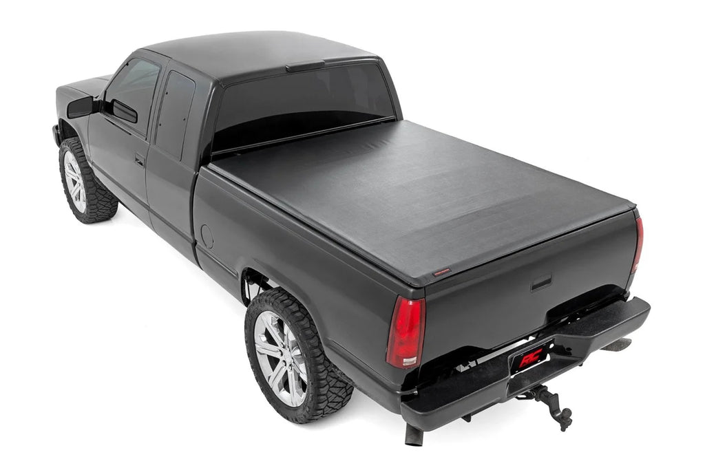 Rough Country Soft Roll Up Bed Cover | 6'7" Bed | Chevy/GMC 1500 (00-06 & Classic) - Back View
