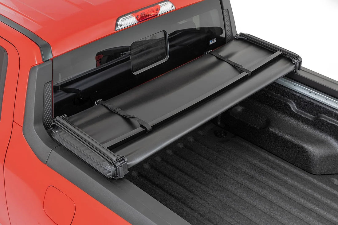 Rough Country Soft Tri-Fold Bed Cover | 4'6" Bed | Ford Maverick 2WD/4WD (2022-2026) - Back View