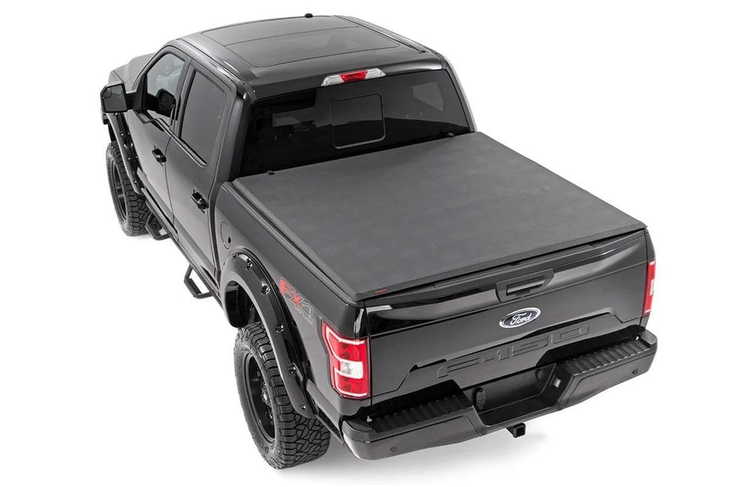 Rough Country Soft Tri-Fold Bed Cover | 5'7" Bed | Ford F-150 (15-20)/Raptor (17-20) - Side View