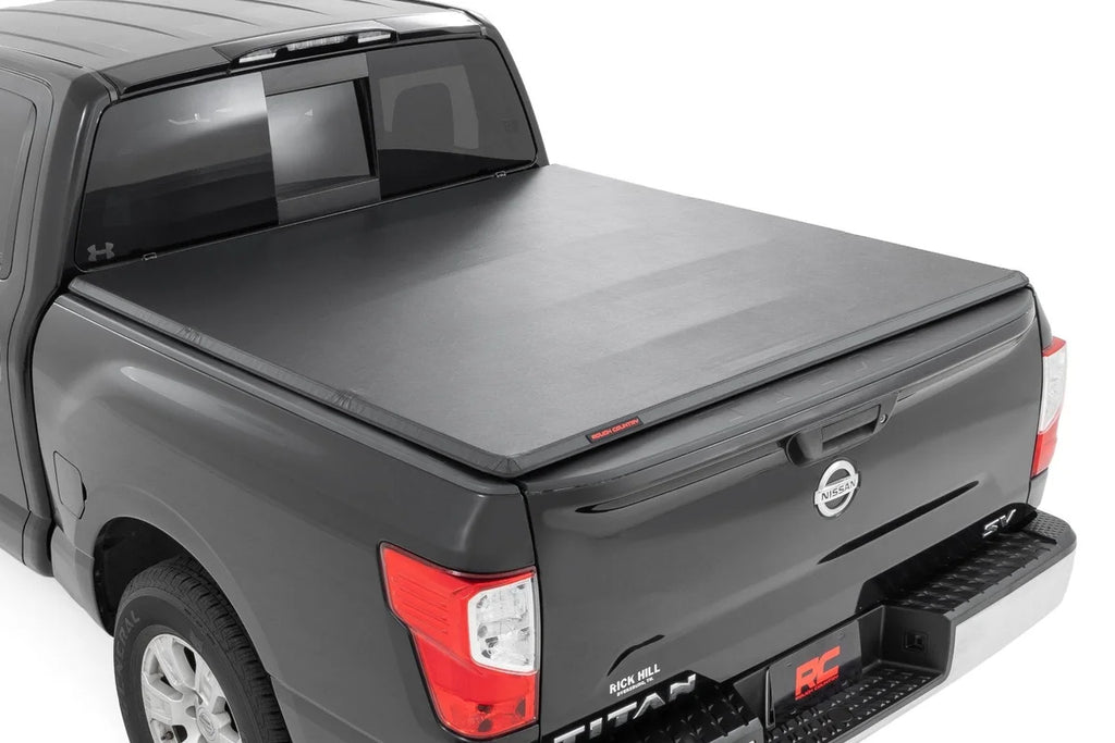 Rough Country Soft Tri-Fold Bed Cover | 5'7" Bed | Nissan Titan 2WD/4WD (2017-2024) - Main Product View