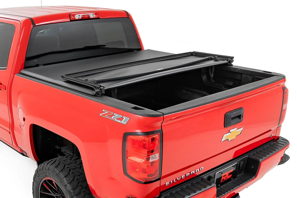 Rough Country Soft Tri-Fold Bed Cover | 5'9" Bed | Chevy/GMC 1500 (14-18 & Classic) - Side View