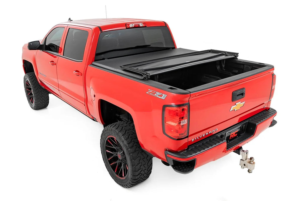 Rough Country Soft Tri-Fold Bed Cover | 5'9" Bed | Chevy/GMC 1500 (14-18 & Classic) - Back View