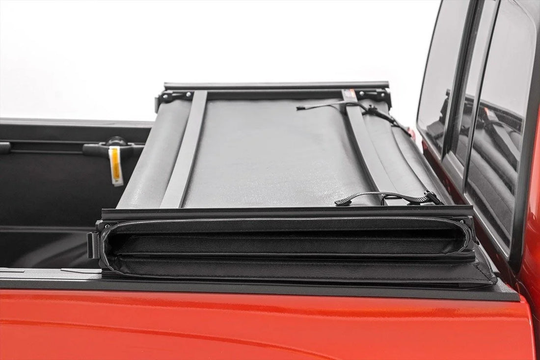 Rough Country Soft Tri-Fold Bed Cover | 6'7" Bed | Ford F-150 2WD/4WD (2009-2014) - Back View