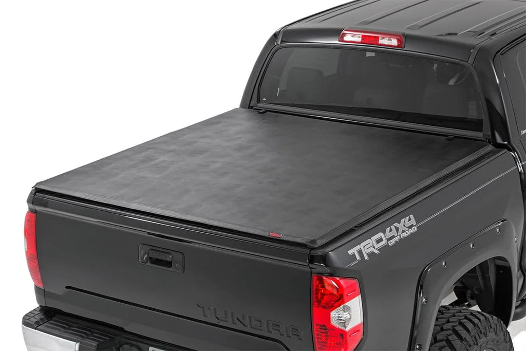 Rough Country Soft Tri-Fold Bed Cover | With & W/O OE Rails | 6'7" Bed | Toyota Tundra (07-26) - Main Product View