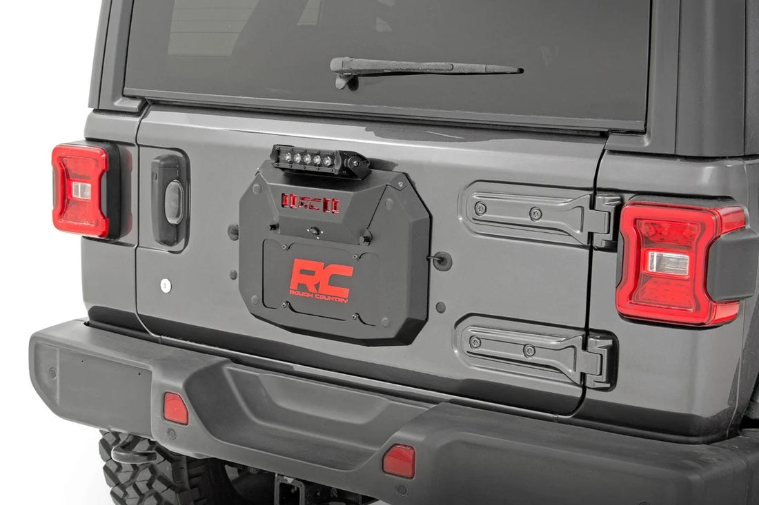 Rough Country Spare Tire Carrier Delete | 8 Inch BLK Ser LED | Jeep Wrangler JL (18-24) 10584 - Side View