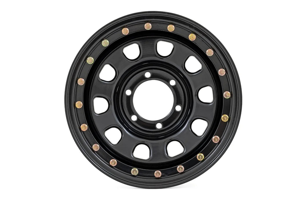 Rough Country Steel Simulated Bead Lock Wheel | Black | 17x9 | 6x5.5 | 4.25 Bore | -12 - Side View