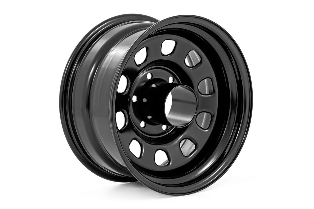 Rough Country Steel Wheel | Black | 15x10 | 5x5 | 3.30 Bore | -39 RC52-5173 - Main Product View