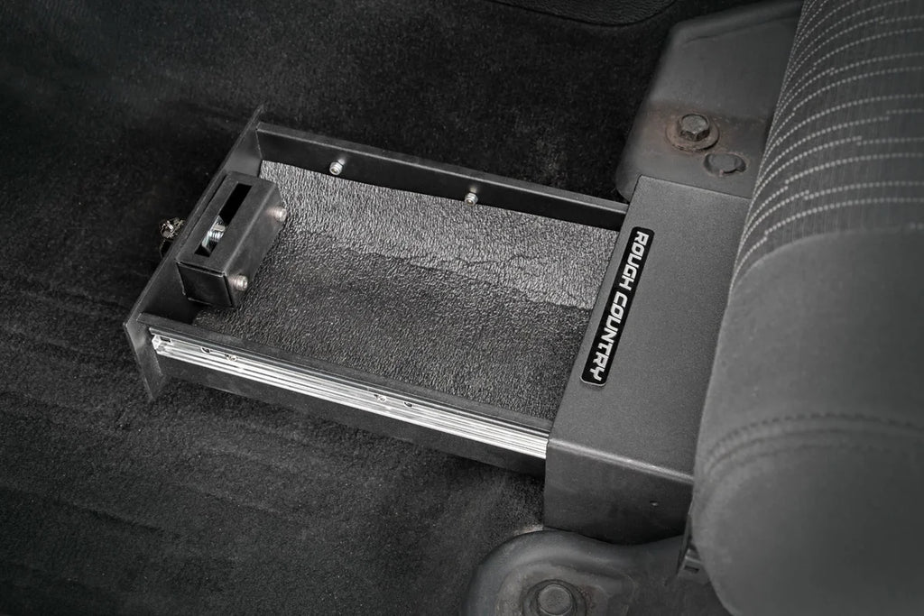 Rough Country Storage Box | Under Seat | Jeep Wrangler JK (07-10)/Wrangler Unlimited (07-18) 99035 - Installation View