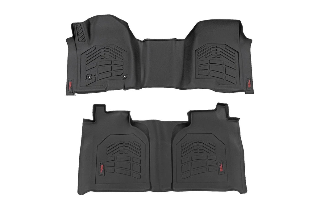 Rough Country Sure-Fit Floor Mats | FR & RR | FR Over Hump | Crew | Chevy/GMC 1500/2500HD/3500HD (19-26) - Fitment View