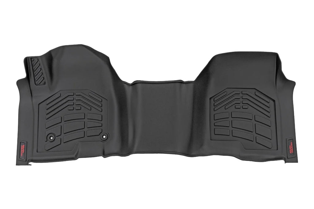 Rough Country Sure-Fit Floor Mats | Front Over Hump | Crew | Chevy/GMC 1500/2500HD/3500HD (19-26 & Classic) - Front View