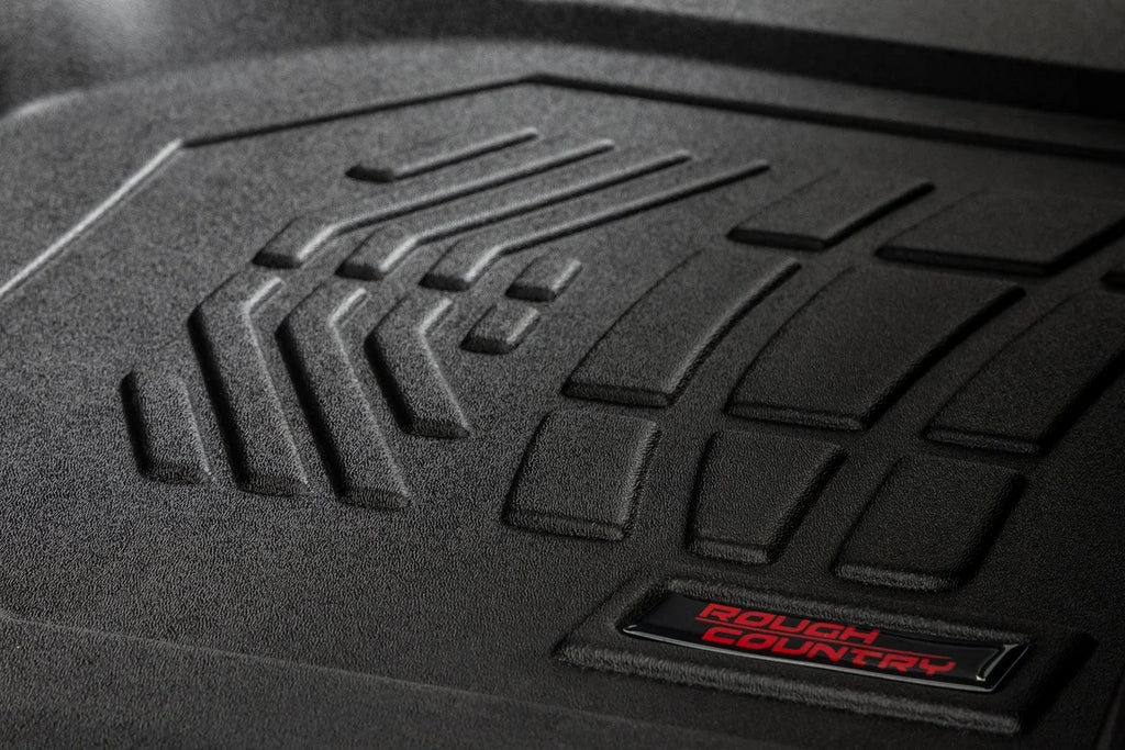 Rough Country Sure-Fit Floor Mats | Front Over Hump | Crew | Chevy/GMC 1500/2500HD/3500HD (19-26 & Classic) - Detail View