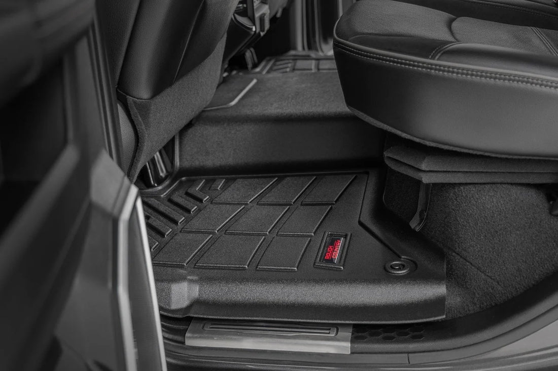 Rough Country Sure-Fit Floor Mats | Front & Rear | Crew | Ram 2500/3500 2WD/4WD (2019-2026) - Installation View
