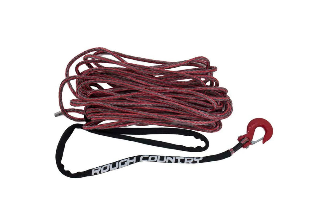 Rough Country Synthetic Rope | 3/8 Inch | 85 Ft | Red/Gray RS116 - Side View