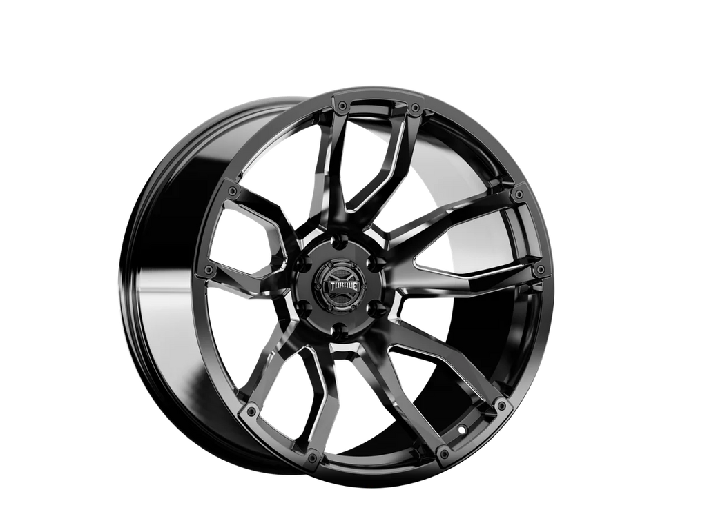 Rough Country Torque Impact | Gloss Black w/Milled Accents | 20x9 | 6x5.5 | -12mm TW403C-20908333-12 - Main Product View