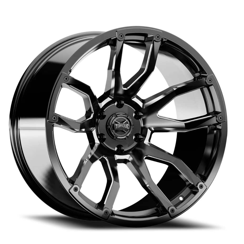 Rough Country Torque Impact | Gloss Black w/Milled Accents | 20x9 | 6x5.5 | -12mm TW403C-20908333-12 - Back View