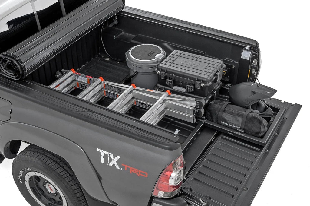 Rough Country Truck Bed Cargo Storage Tray | Mid-Size Bed Storage Tray | Easy Access 10210 - Side View