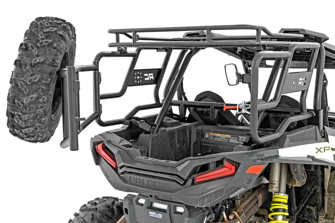 Rough Country Tubular Rear Cargo Rack | Spare Tire Mount | Polaris RZR XP 1000 93141 - Back View