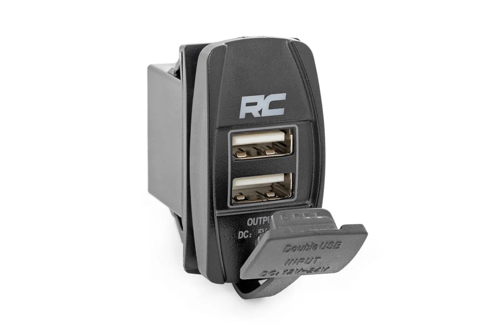 Rough Country USB Switch Insert | 2x1 with Logo | Blue Back Light 709USB - Main Product View