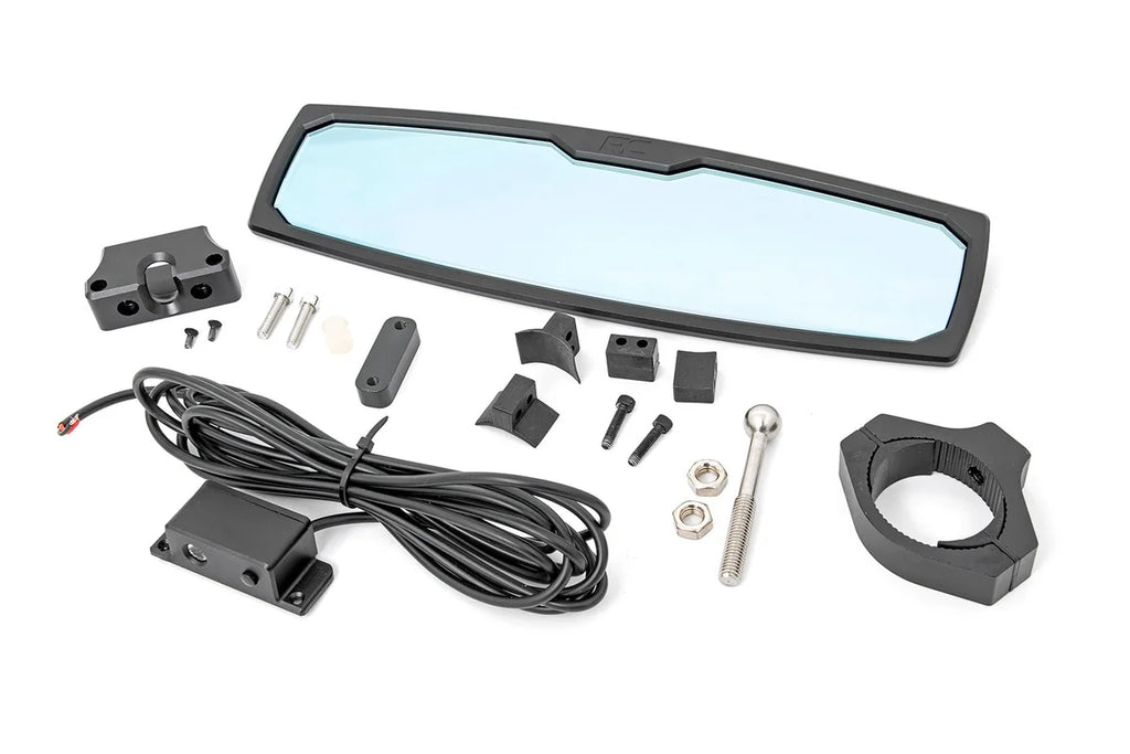 Rough Country UTV Aluminum Rear View Mirror | Dome Light| 12" | 1.75-2" Mount 99007A - Rear View