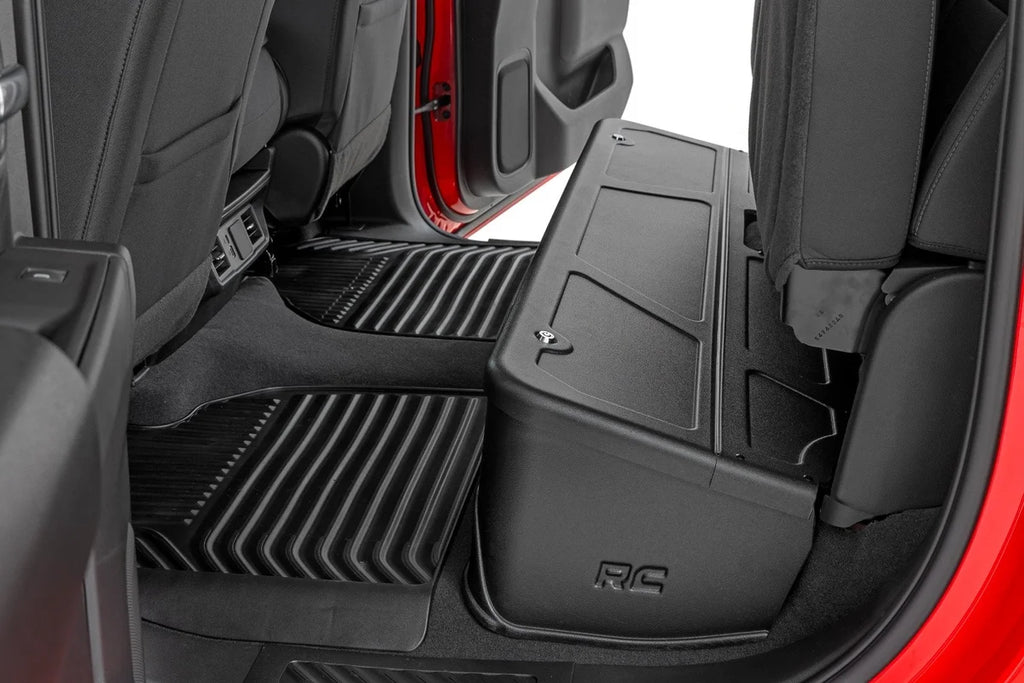 Rough Country Under Seat Storage with Locking Lid | Crew Cab | Chevy/GMC 1500/2500HD/3500HD (19-26 & Classic) - Side View