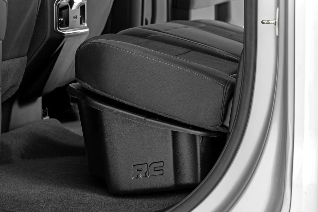 Rough Country Under Seat Storage with Locking Lid | Double Cab | Chevy/GMC 1500/2500HD/3500HD (19-26) RC0994 - Back View
