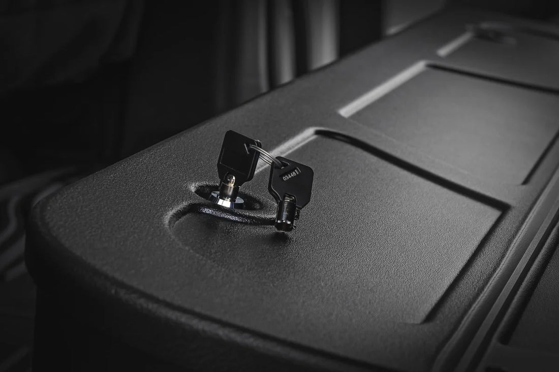 Rough Country Under Seat Storage with Locking Lid | Ford F-150/F-250/F-350/Raptor  (15-26) RC0996 - Installation View