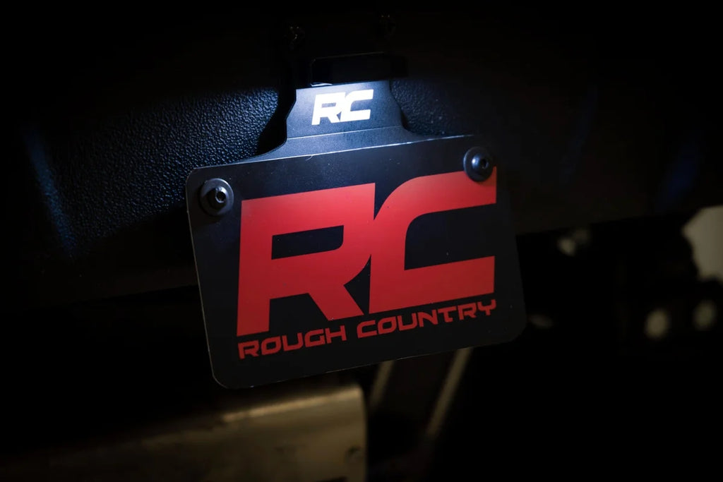 Rough Country Universal License Plate Bracket | LED Lighted 99058 - Installation View